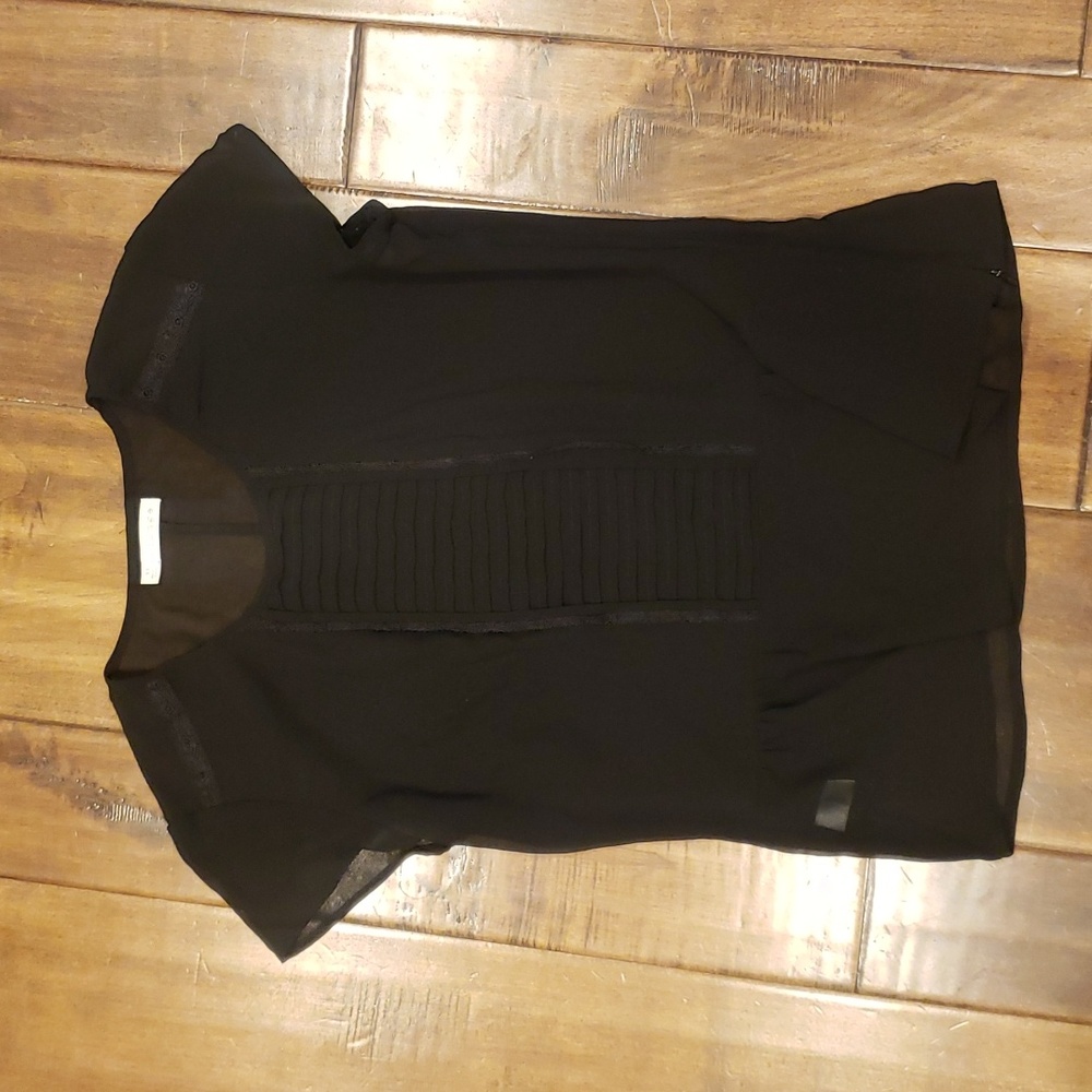 Hinge Short Sleeve Blouse/Top | XS | Black